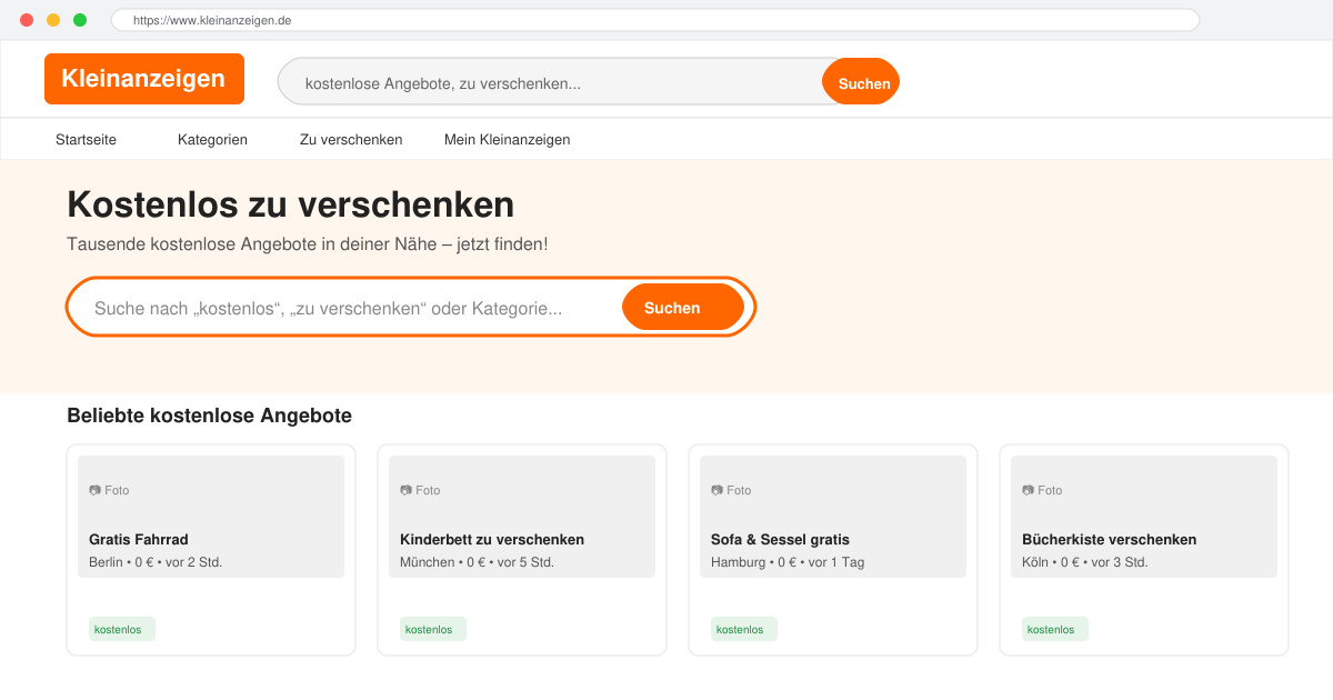 Ebay kleinanzeigen kostenlos zu verschenken