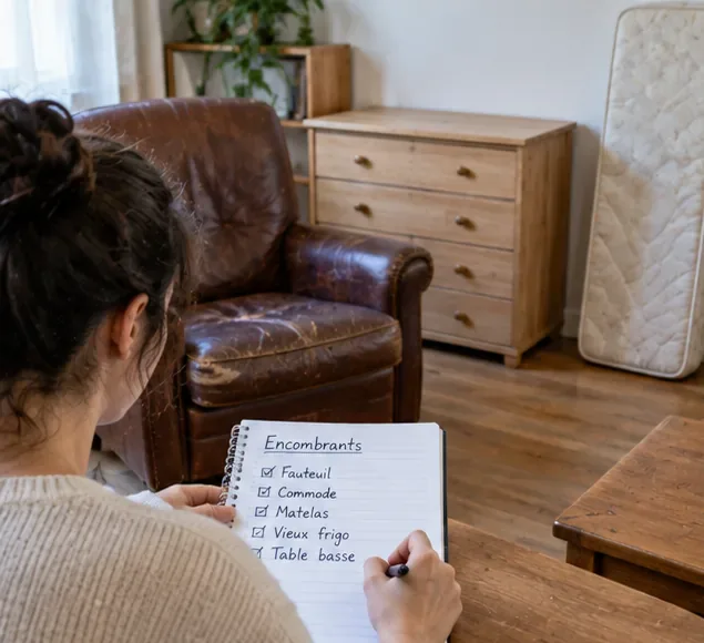 Habitante dressant la liste des meubles et appareils encombrants à faire enlever dans son logement