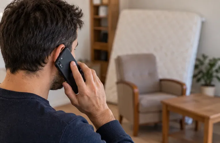 Habitant téléphonant pour demander un rendez-vous d’enlèvement d’encombrants