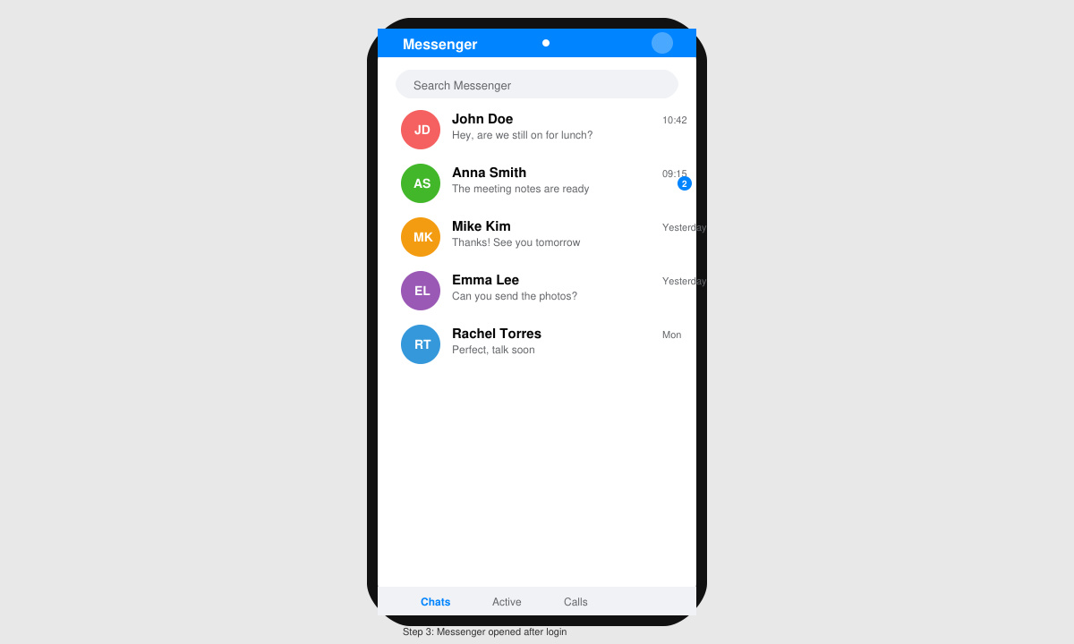 Messenger app home screen after successful Facebook Messenger Application Download