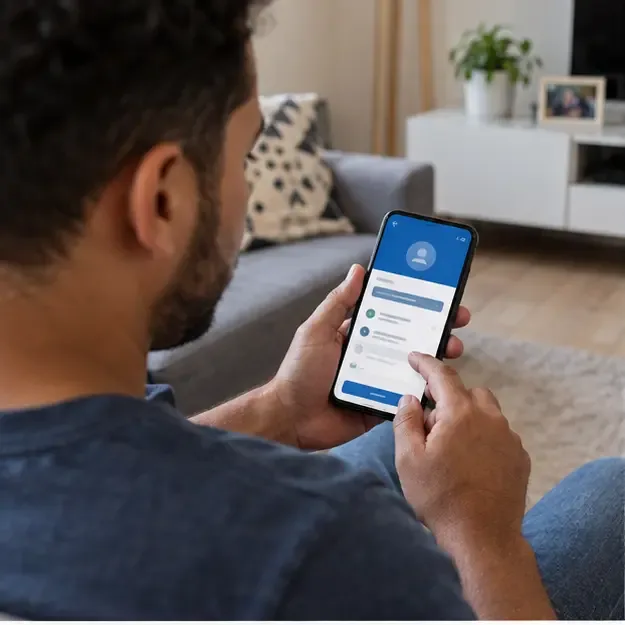Pessoa consulta no celular o saldo e o status de um saque do FGTS