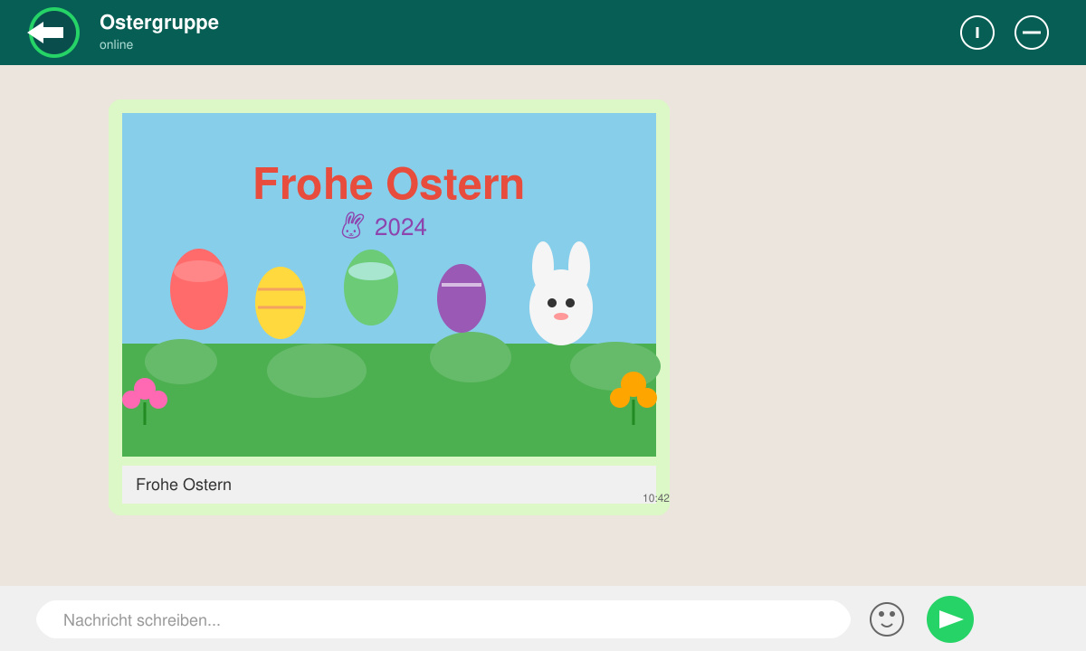 Bearbeitetes Osterbild kurz vor dem Versand in WhatsApp