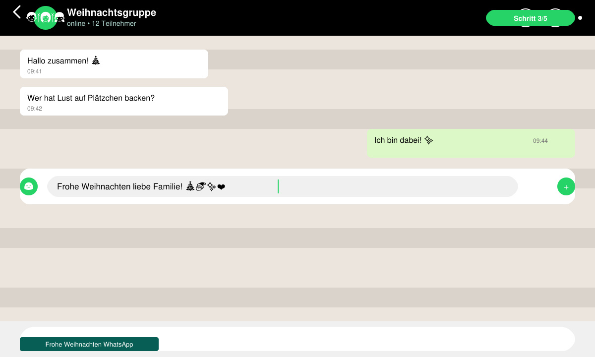 Personalisierten Frohe weihnachten WhatsApp kostenlos Text im Chat eingeben