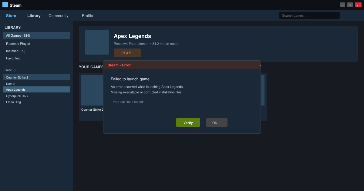 Games Not Launching on Steam