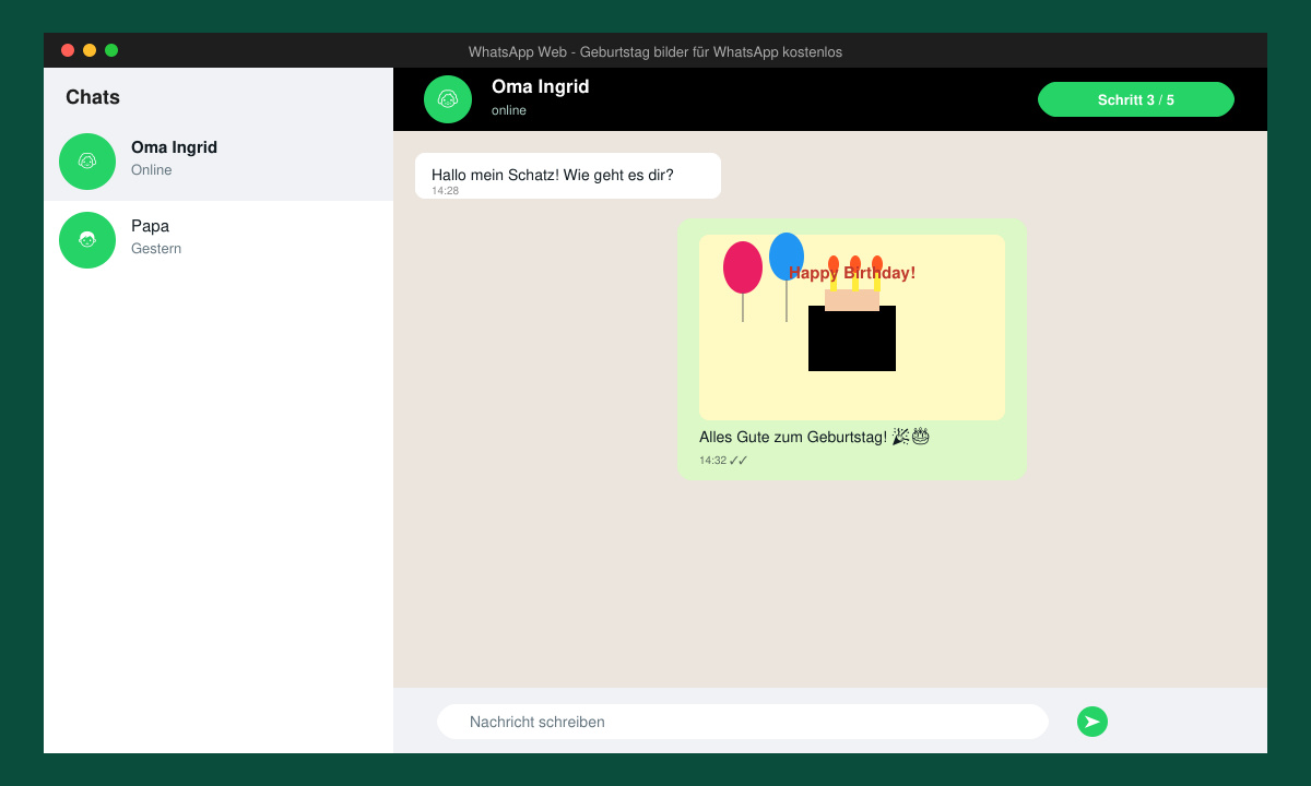 Geburtstag bilder für WhatsApp kostenlos im Chat versendet