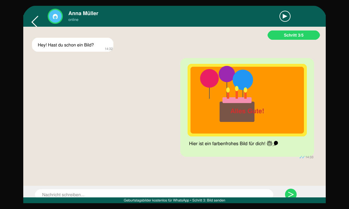 WhatsApp-Chat mit versendetem Geburtstagsbild