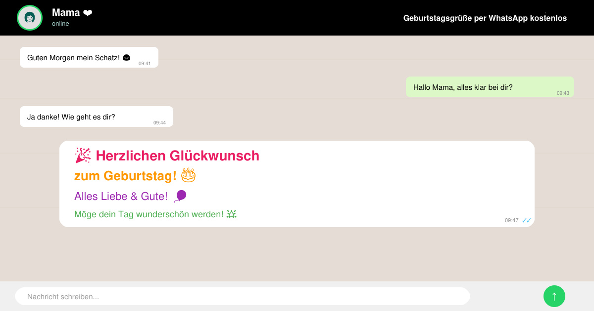 Geburtstagsgrüße per WhatsApp kostenlos