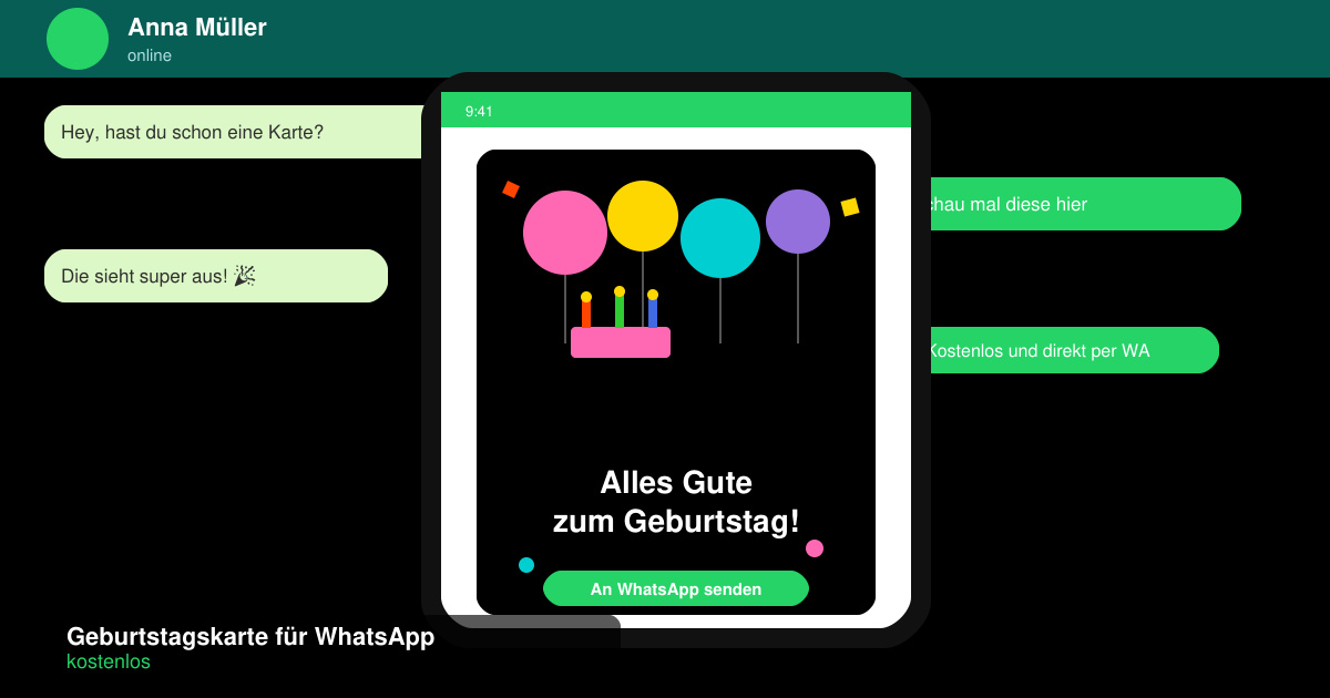 Geburtstagskarte für WhatsApp kostenlos