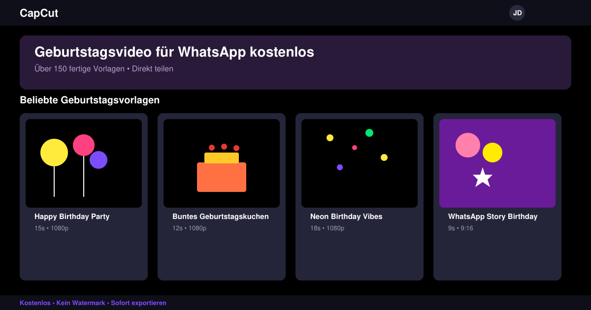 Geburtstagsvideo für WhatsApp kostenlos