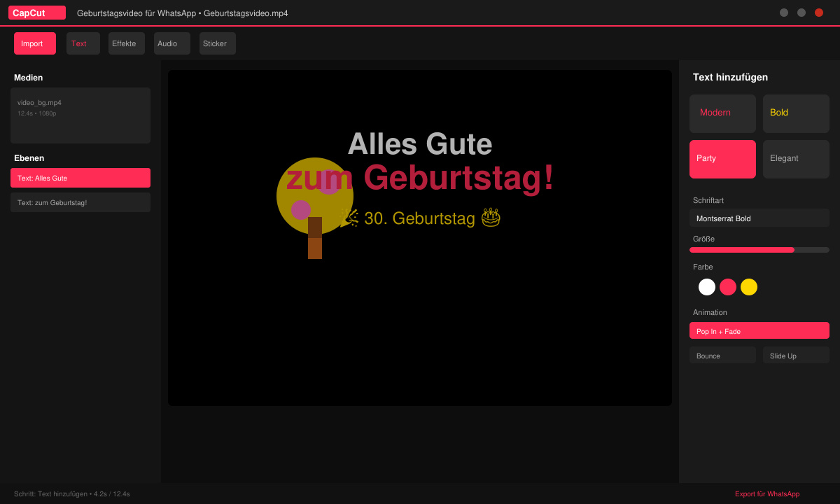 Text und Animationen im CapCut Editor hinzufügen