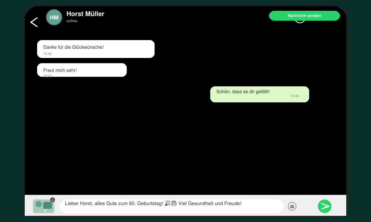 Fertig geschriebene Geburtstagswünsche 60 mann in WhatsApp mit Foto