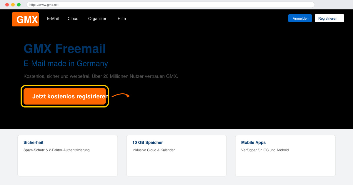 GMX freemail e mail made in germany