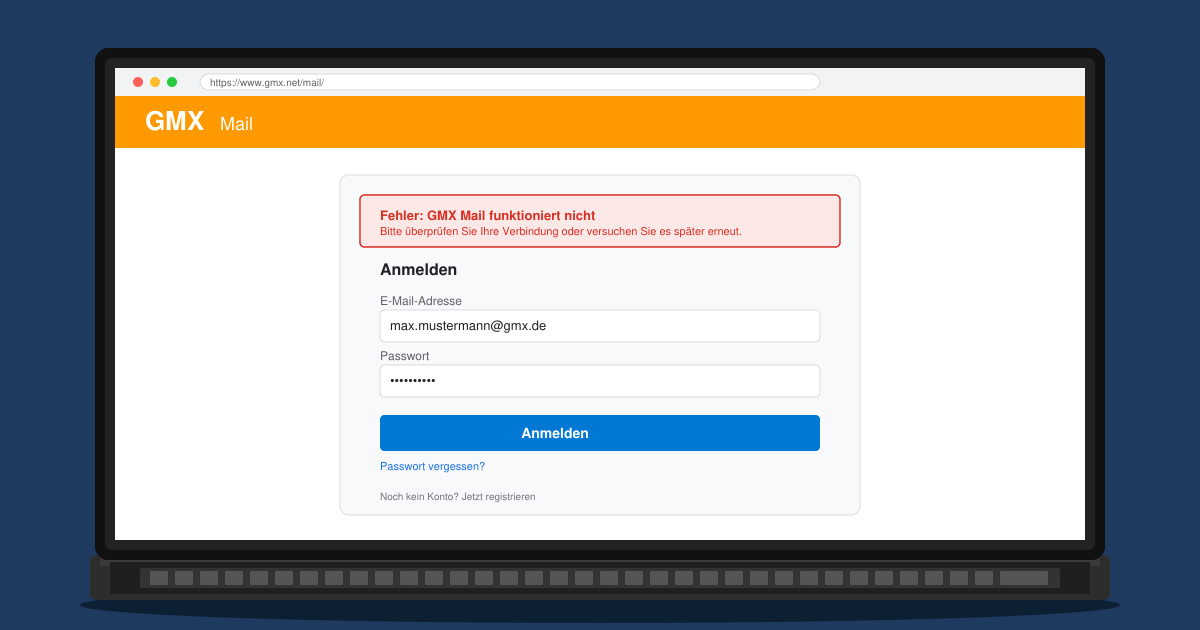 GMX mail funktioniert nicht