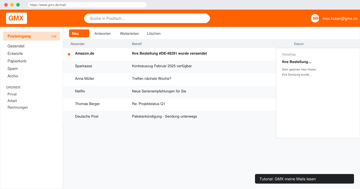 GMX meine mails lesen