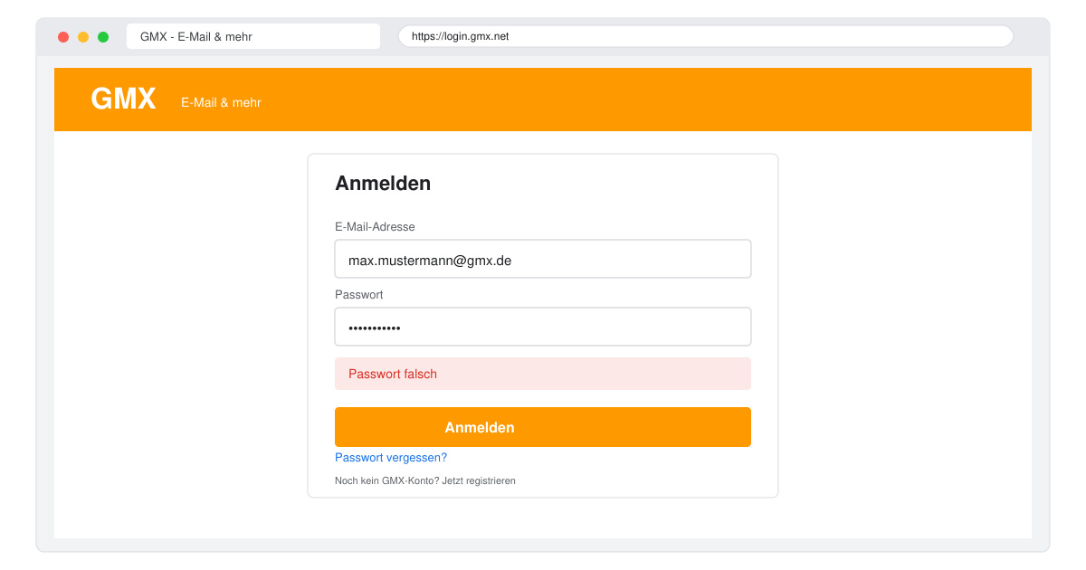 GMX passwort funktioniert nicht mehr