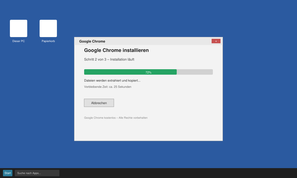 Google Chrome Installer wird ausgeführt