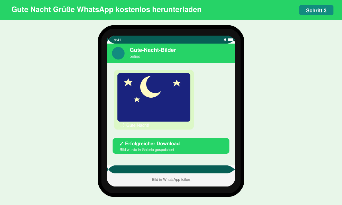 Erfolgreicher Download eines Gute-Nacht-Bildes auf dem Handy
