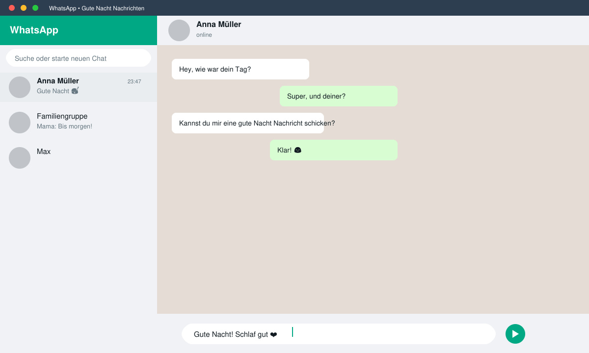 Chat in WhatsApp auswählen und Nachricht vorbereiten