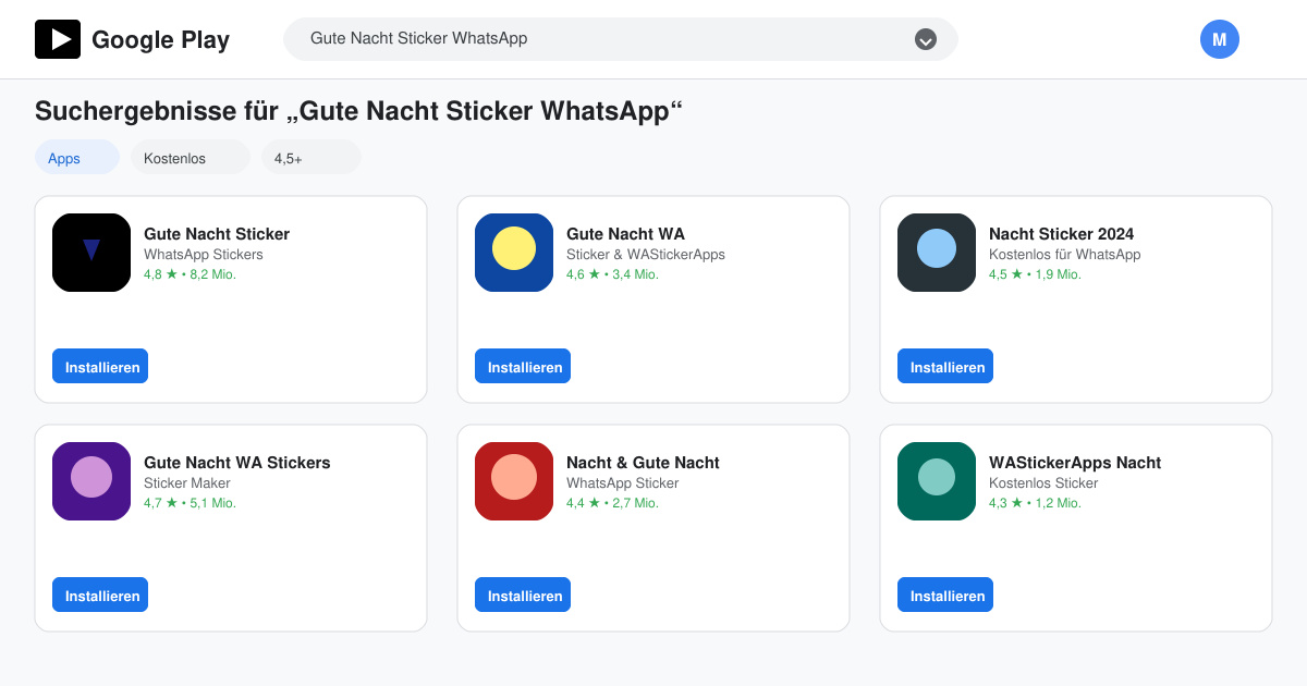 Gute nacht sticker für WhatsApp kostenlos