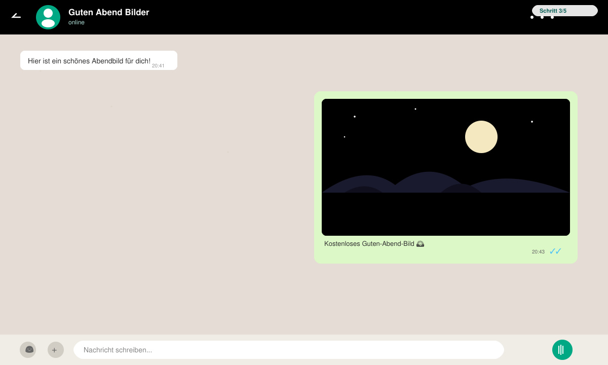 WhatsApp Chat mit versendetem Guten-Abend-Bild