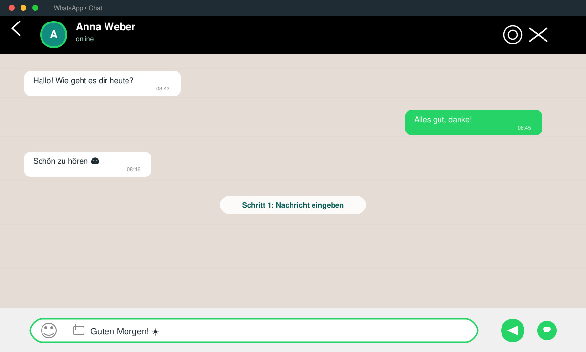 WhatsApp Chat öffnen für Guten morgen grüße über WhatsApp