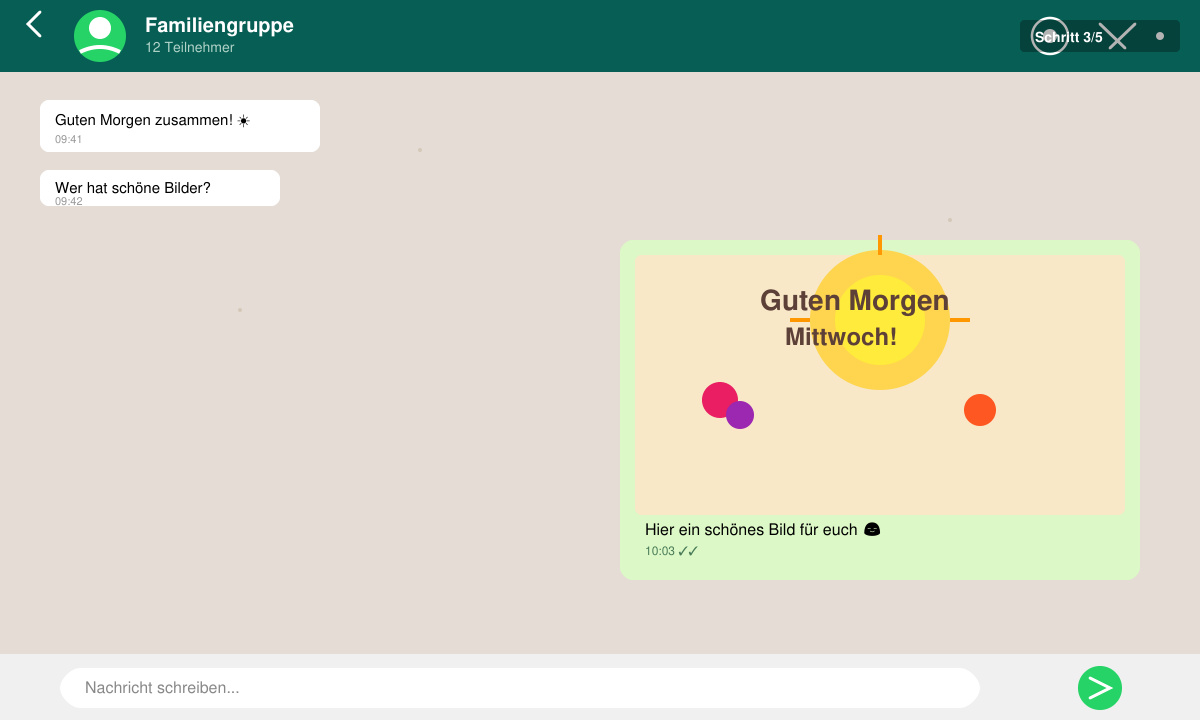 WhatsApp Chat mit gesendetem Guten Morgen Mittwoch Bild