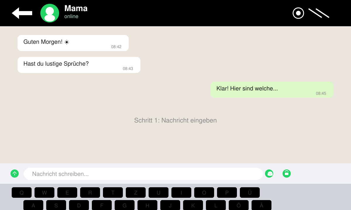 WhatsApp-Chat-Fenster mit einem leeren Eingabefeld und einem Kontaktbild