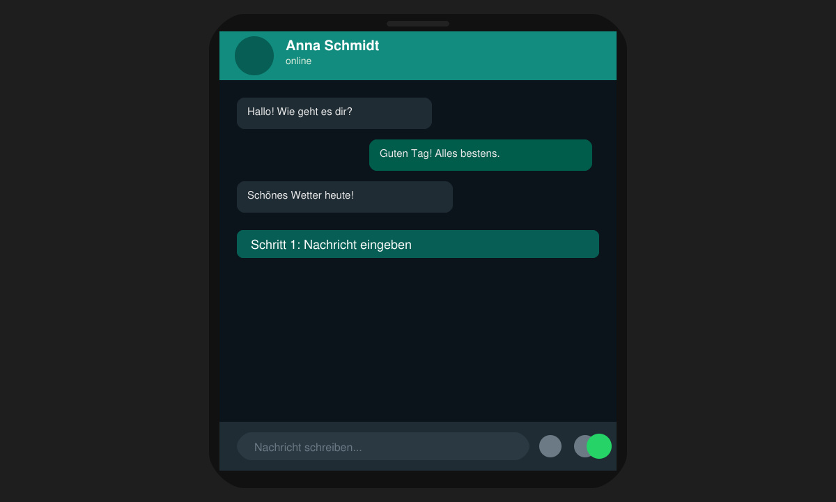 WhatsApp-Chat-Fenster auf dem Smartphone-Display mit leerem Nachrichteneingabefeld