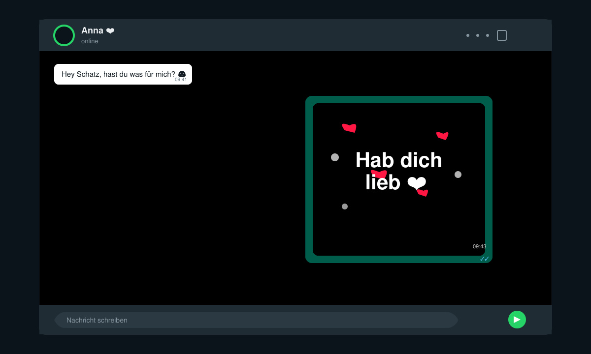 Fertiges „Hab dich lieb“ Bild in der WhatsApp Chat-Vorschau