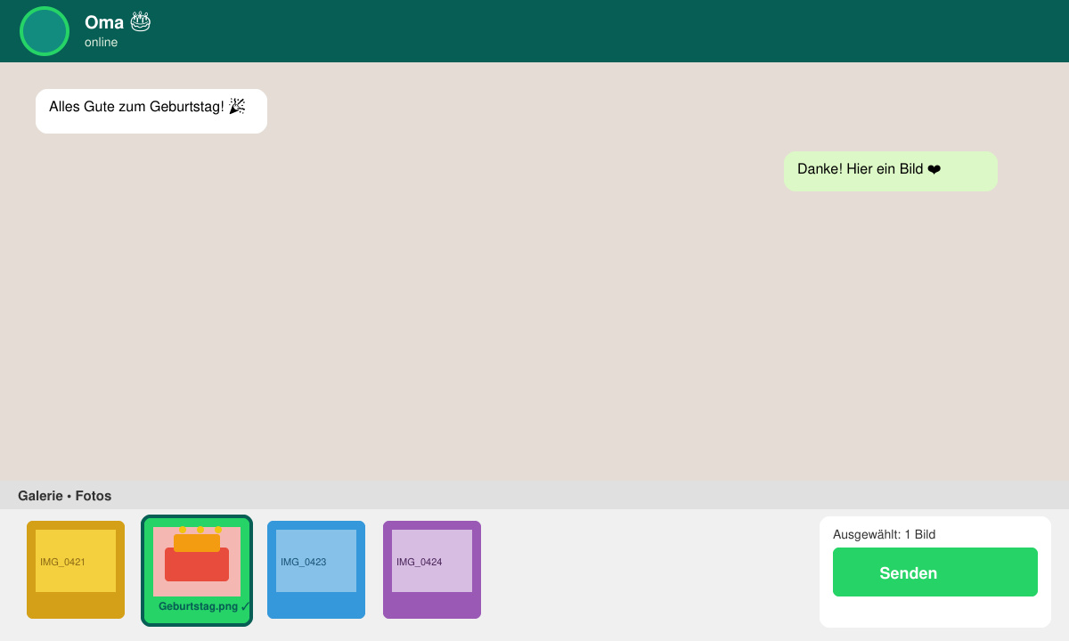 Happy birthday bilder WhatsApp im Chat versenden mit Galerie-Auswahl