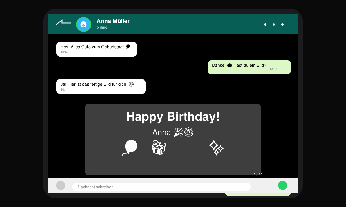 Fertiges Happy birthday WhatsApp bild im Chat
