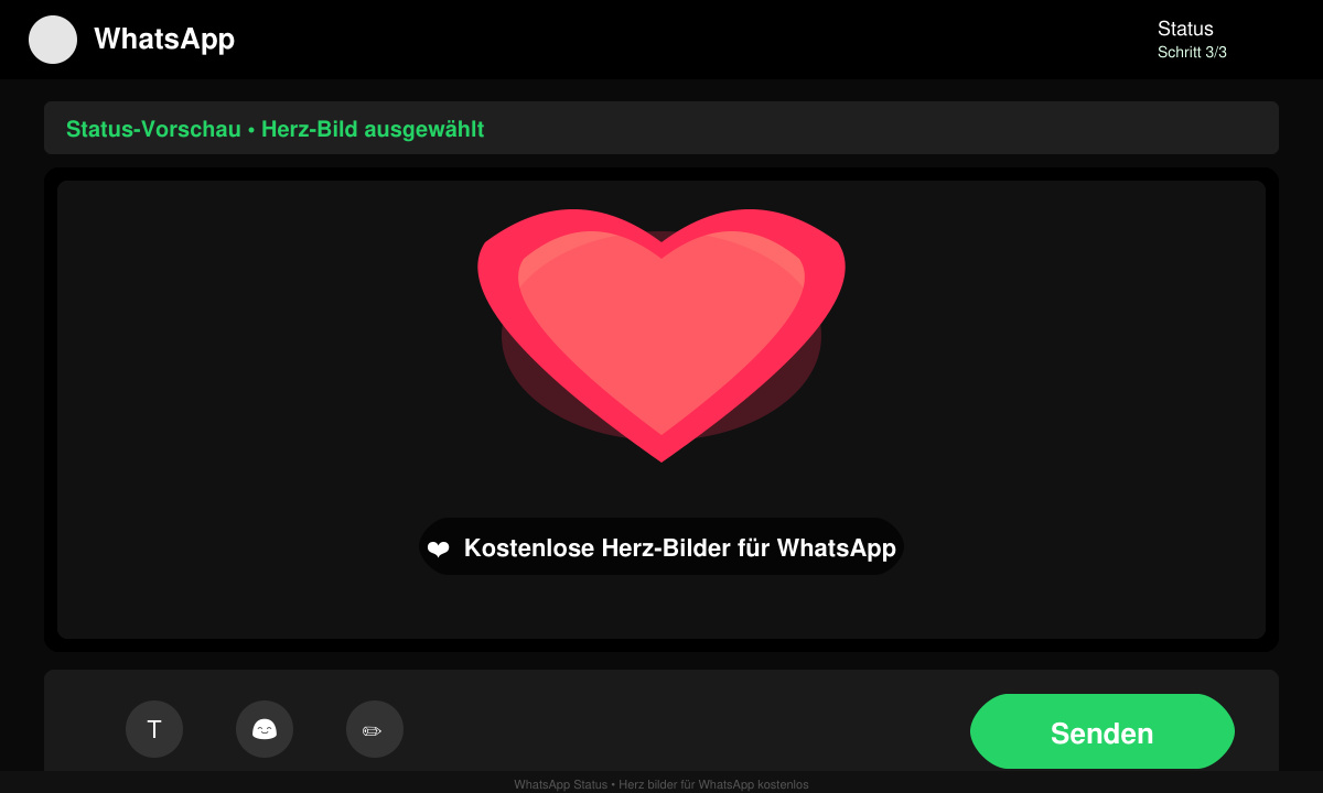 Herz bild als WhatsApp Status ausgewählt