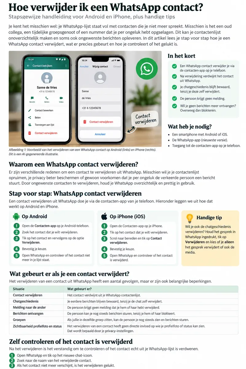 Hoe verwijder ik een WhatsApp-contact? Zo krijg je het contact echt uit je lijst