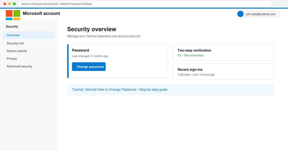 Hotmail How to Change Password