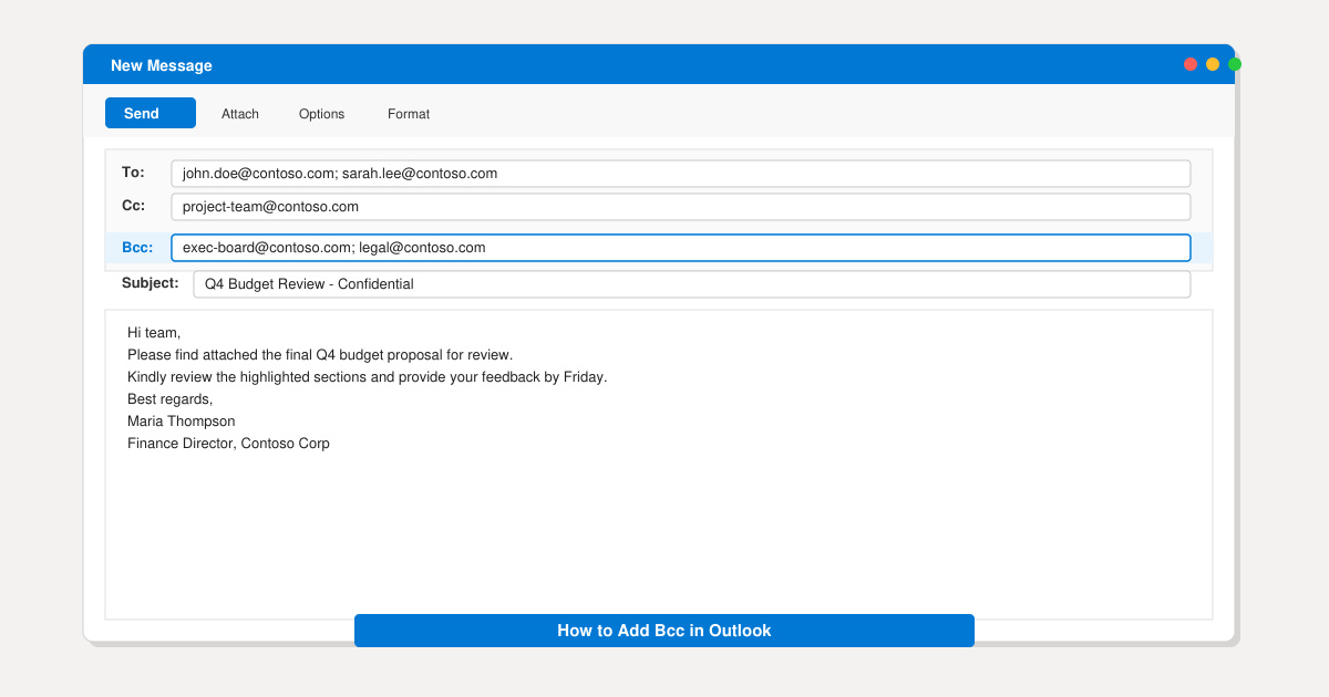 How to Add Bcc in Outlook