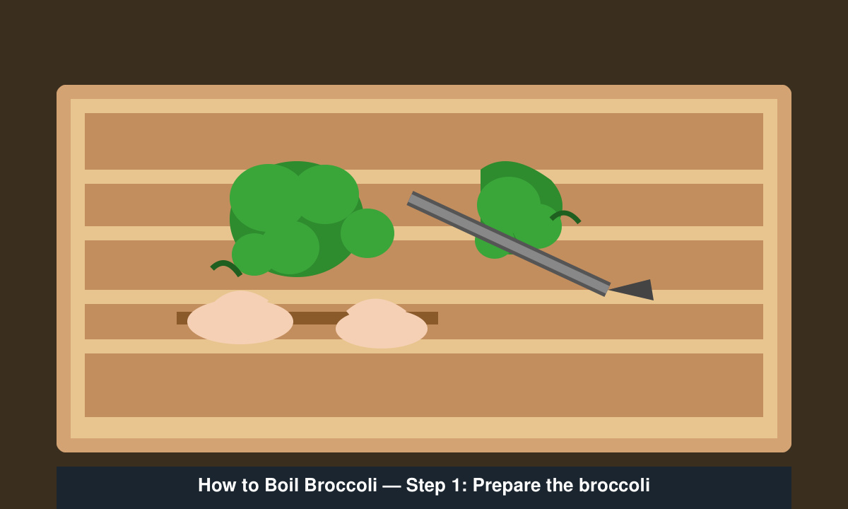 Close-up of hands cutting fresh broccoli florets on a cutting board