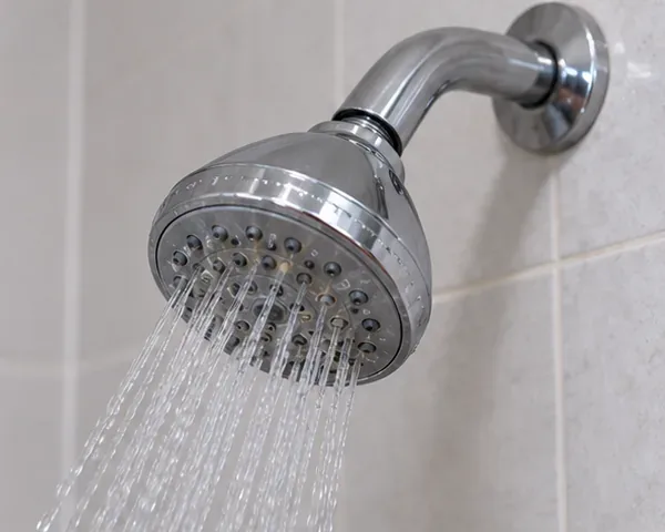 A reinstalled chrome shower head running with multiple even streams of water