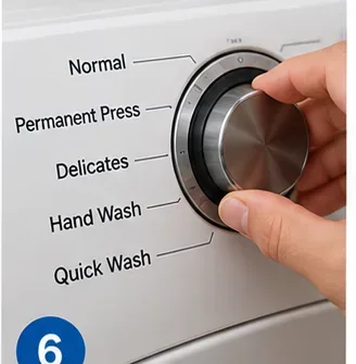 Hand selecting a washing-machine cycle after glue pretreatment