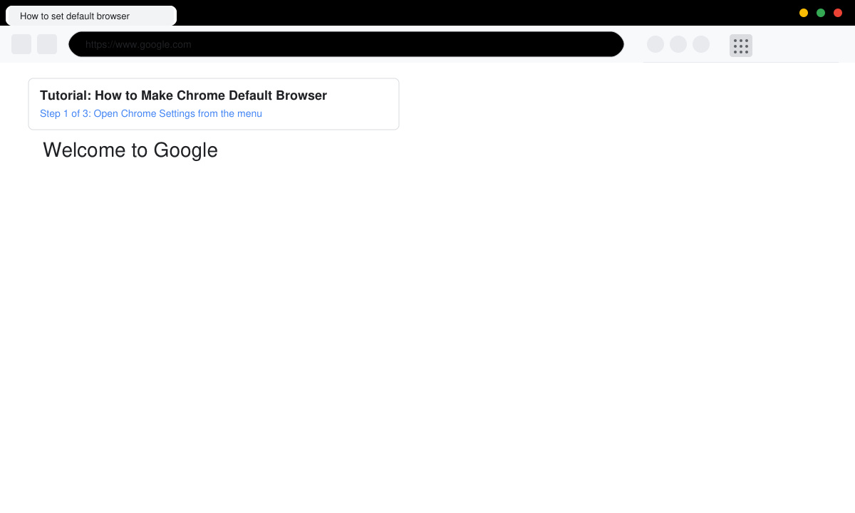 Chrome browser window open with the three-dot menu expanded and Settings option visible