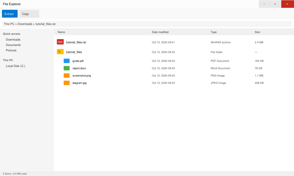 Extracted contents after opening RAR format file with 7-Zip