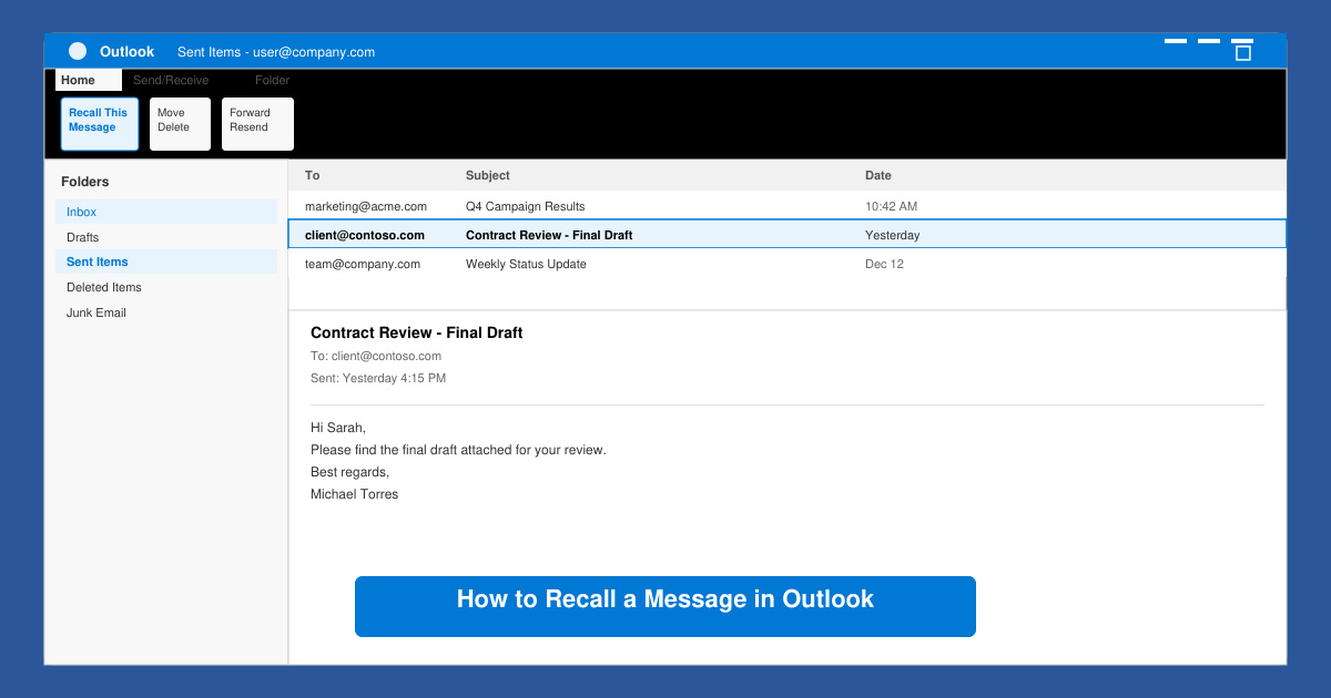 How to Recall a Message in Outlook
