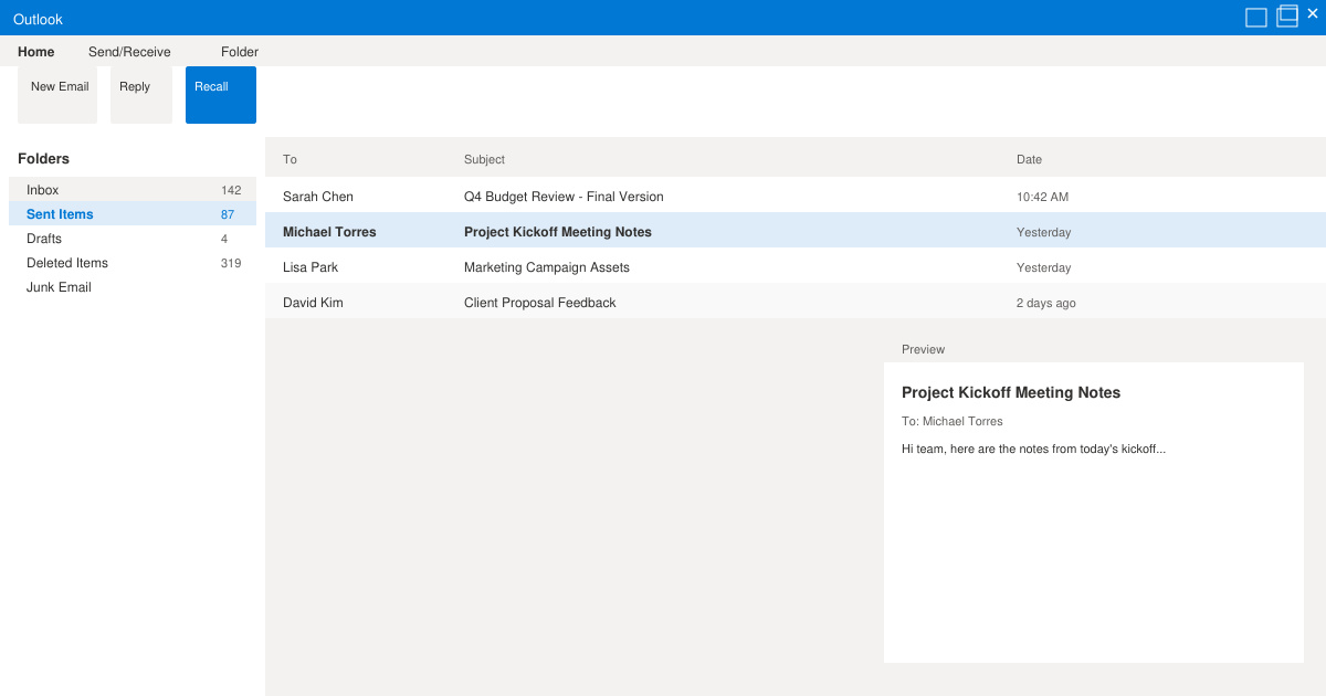 How to Recall an Email in Outlook