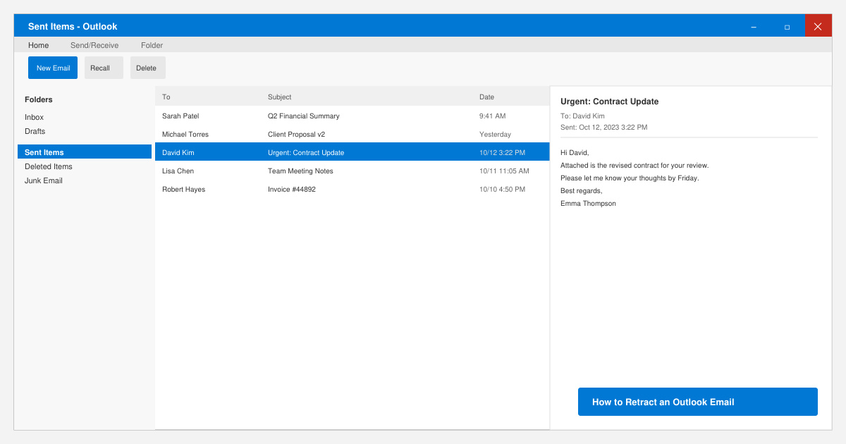 How to Retract an Outlook Email