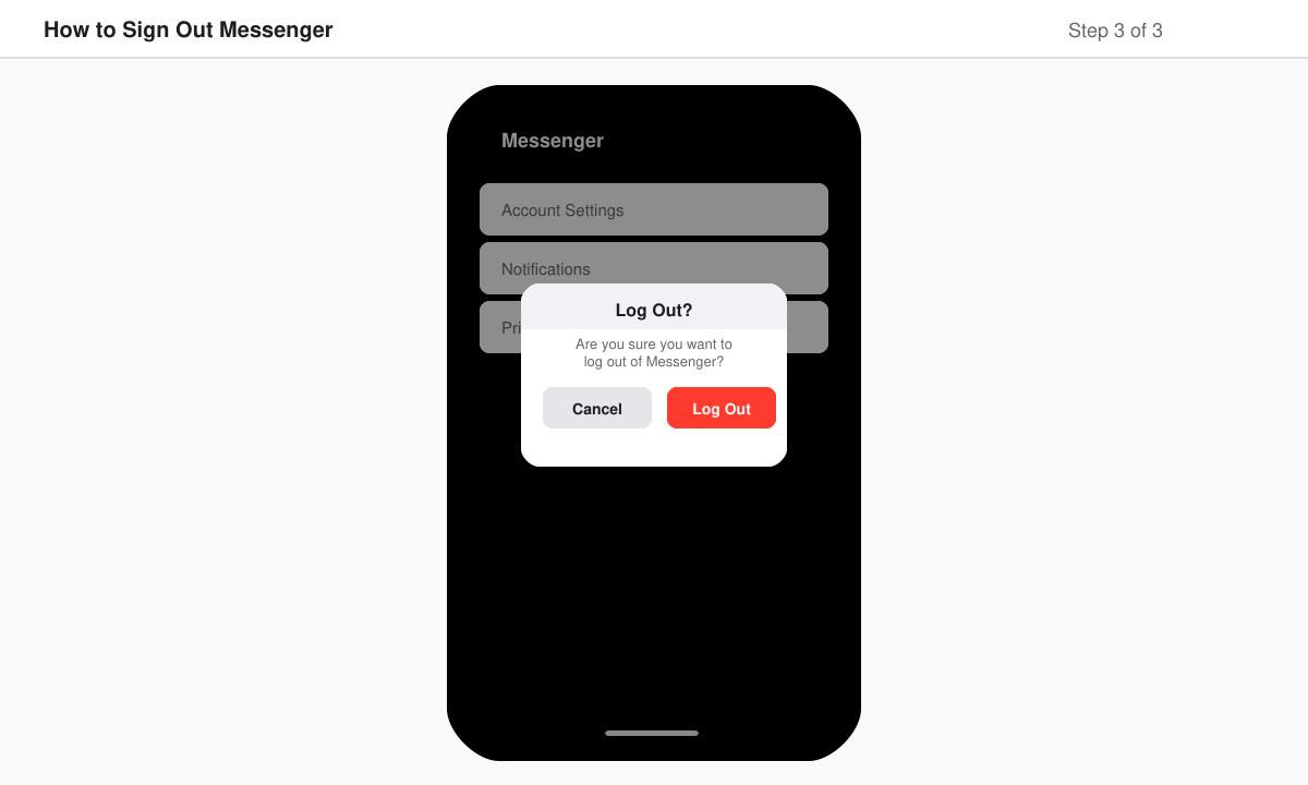 Confirmation pop-up for logging out of Messenger