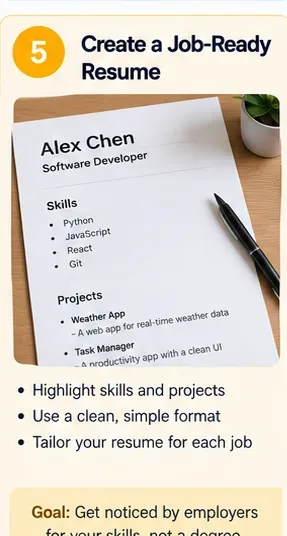 Clean software developer resume emphasizing technical skills and completed projects