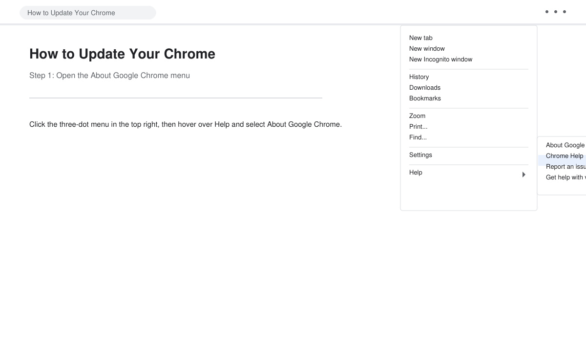 Chrome About page checking for updates