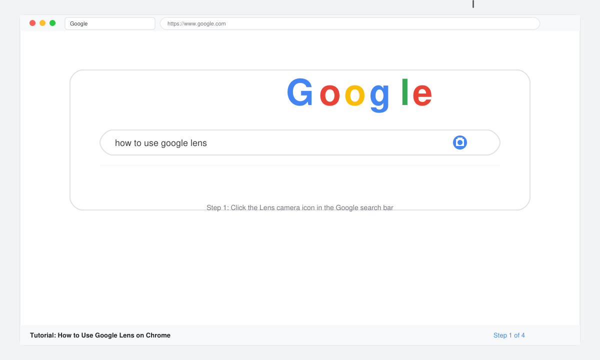 Close-up of the Google search bar in Chrome with the Lens camera icon clearly visible