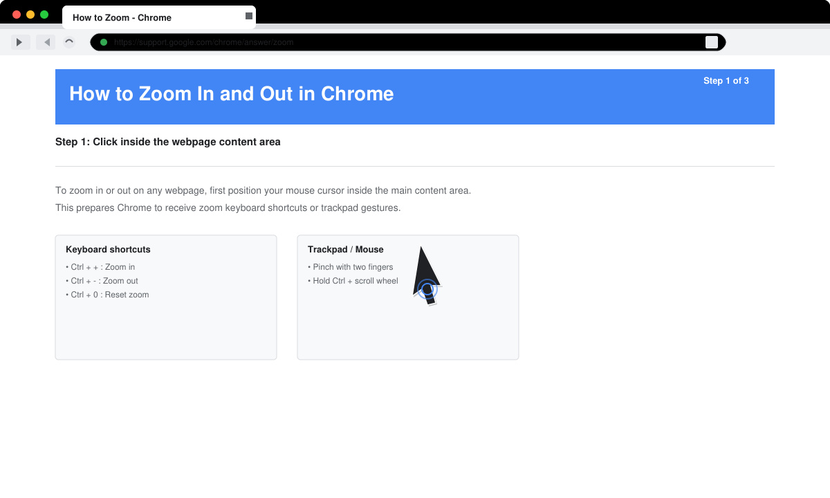 How to Zoom in and Zoom Out in a web browser window