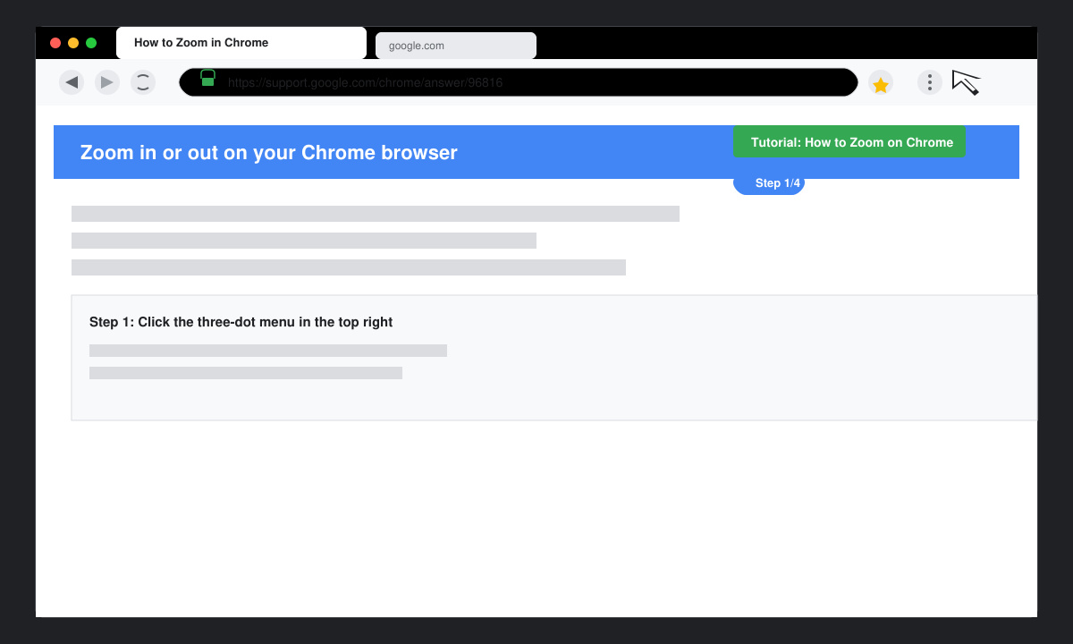 Chrome browser open on a webpage ready for zoom adjustment
