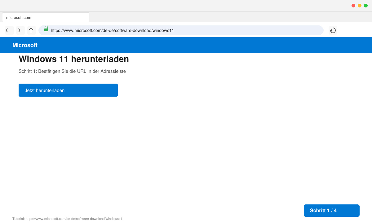 Browser-Adressleiste mit eingegebener URL